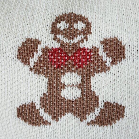 NEW! 20" x 20" GINGERBREAD MAN KNIT PILLOW - Picture 4 of 5
